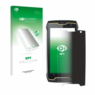 Vorderseite einer Produktverpackung mit dem Markenlogo upscreen. Daneben ist das Gerät Cubot King Kong mit dem zugehörigen Dis