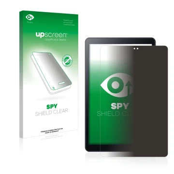 Vorderseite einer Produktverpackung mit dem Markenlogo upscreen. Daneben ist das Gerät Samsung Galaxy Tab A 10.5 2018 LTE mit 