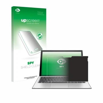 Vorderseite einer Produktverpackung mit dem Markenlogo upscreen. Daneben ist das Gerät HP Elite x2 1013 G3 mit dem zugehörigen