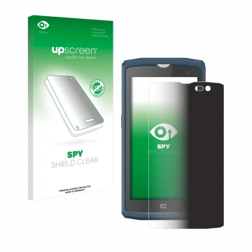 Vorderseite einer Produktverpackung mit dem Markenlogo upscreen. Daneben ist das Gerät Crosscall Core X3 mit dem zugehörigen D