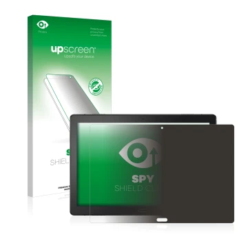 Vorderseite einer Produktverpackung mit dem Markenlogo upscreen. Daneben ist das Gerät Lenovo Tab P10 (10,1