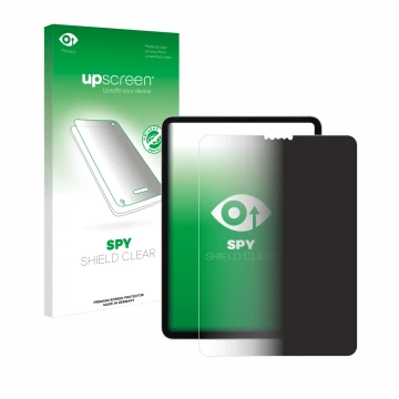 Vorderseite einer Produktverpackung mit dem Markenlogo upscreen. Daneben ist das Gerät Apple iPad Pro 11
