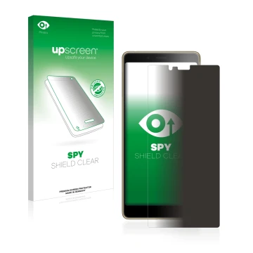 Vorderseite einer Produktverpackung mit dem Markenlogo upscreen. Daneben ist das Gerät Sony Xperia L3 mit dem zugehörigen Disp
