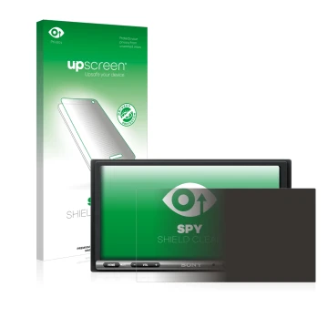 Vorderseite einer Produktverpackung mit dem Markenlogo upscreen. Daneben ist das Gerät Sony XAV-AX3005DB mit dem zugehörigen D