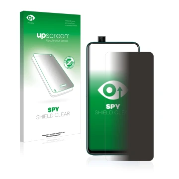 Vorderseite einer Produktverpackung mit dem Markenlogo upscreen. Daneben ist das Gerät Huawei P smart Z mit dem zugehörigen Di