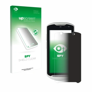 Vorderseite einer Produktverpackung mit dem Markenlogo upscreen. Daneben ist das Gerät Zebra TC52-HC mit dem zugehörigen Displ