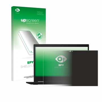 Vorderseite einer Produktverpackung mit dem Markenlogo upscreen. Daneben ist das Gerät Lenovo ThinkPad X390 Yoga mit dem zugeh