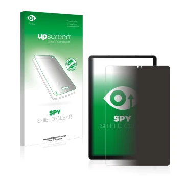 Vorderseite einer Produktverpackung mit dem Markenlogo upscreen. Daneben ist das Gerät Samsung Galaxy Tab S6 WiFi 2019 mit dem