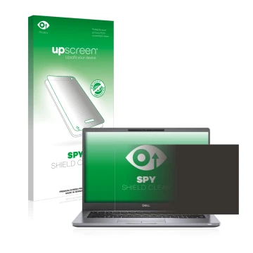 Vorderseite einer Produktverpackung mit dem Markenlogo upscreen. Daneben ist das Gerät Dell Latitude 7300 mit dem zugehörigen 