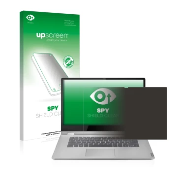 Vorderseite einer Produktverpackung mit dem Markenlogo upscreen. Daneben ist das Gerät Lenovo IdeaPad C340 15