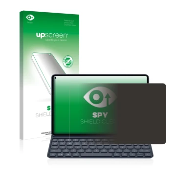 Vorderseite einer Produktverpackung mit dem Markenlogo upscreen. Daneben ist das Gerät Huawei MatePad Pro (2019) mit dem zugeh