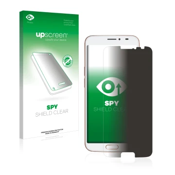 Vorderseite einer Produktverpackung mit dem Markenlogo upscreen. Daneben ist das Gerät Doro 8080 mit dem zugehörigen Displaysc