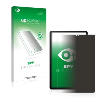 Vorderseite einer Produktverpackung mit dem Markenlogo upscreen. Daneben ist das Gerät Samsung Galaxy Tab S6 2020 mit dem zuge