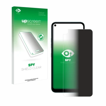 Vorderseite einer Produktverpackung mit dem Markenlogo upscreen. Daneben ist das Gerät LG K61 mit dem zugehörigen Displayschut