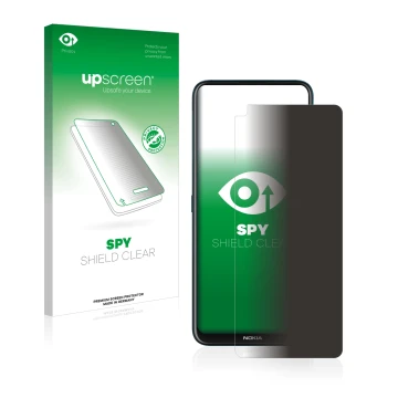 Vorderseite einer Produktverpackung mit dem Markenlogo upscreen. Daneben ist das Gerät Nokia 8.3 5G mit dem zugehörigen Displa