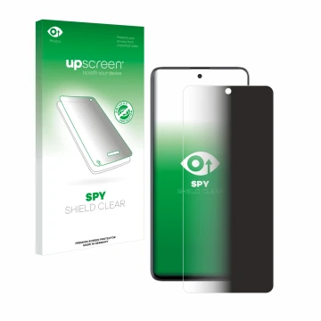 Vorderseite einer Produktverpackung mit dem Markenlogo upscreen. Daneben ist das Gerät Samsung Galaxy A51 5G mit dem zugehörig