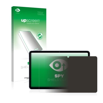 Vorderseite einer Produktverpackung mit dem Markenlogo upscreen. Daneben ist das Gerät Huawei MatePad 10.4 mit dem zugehörigen