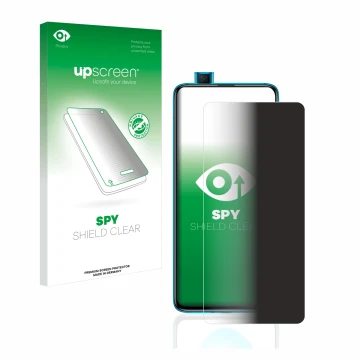 Vorderseite einer Produktverpackung mit dem Markenlogo upscreen. Daneben ist das Gerät Xiaomi Poco F2 Pro mit dem zugehörigen 