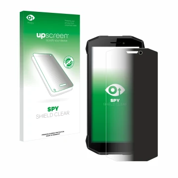 Vorderseite einer Produktverpackung mit dem Markenlogo upscreen. Daneben ist das Gerät Evolveo Strongphone G5 mit dem zugehöri