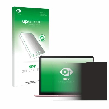 Vorderseite einer Produktverpackung mit dem Markenlogo upscreen. Daneben ist das Gerät Huawei MateBook 13 2020 mit dem zugehör