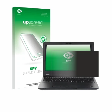 Vorderseite einer Produktverpackung mit dem Markenlogo upscreen. Daneben ist das Gerät Fujitsu Lifebook E5510 mit dem zugehöri