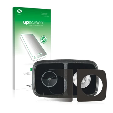 Vorderseite einer Produktverpackung mit dem Markenlogo upscreen. Daneben ist das Gerät Cycliq Fly12 CE mit dem zugehörigen Dis