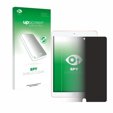 Vorderseite einer Produktverpackung mit dem Markenlogo upscreen. Daneben ist das Gerät Apple iPad 10.2