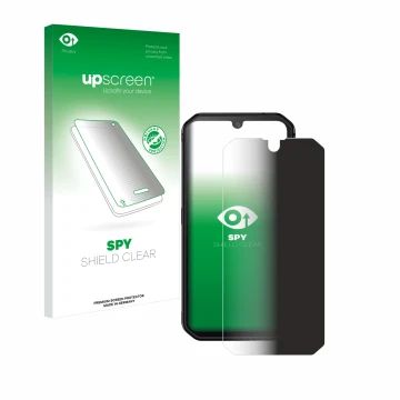 Vorderseite einer Produktverpackung mit dem Markenlogo upscreen. Daneben ist das Gerät Blackview BV9900E mit dem zugehörigen D