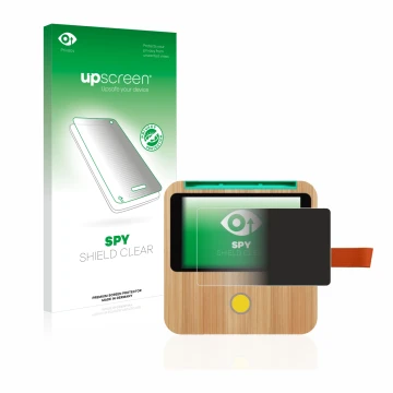 Vorderseite einer Produktverpackung mit dem Markenlogo upscreen. Daneben ist das Gerät tigerbox Touch mit dem zugehörigen Disp