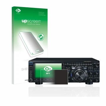 Vorderseite einer Produktverpackung mit dem Markenlogo upscreen. Daneben ist das Gerät Yaesu FT-DX101D mit dem zugehörigen Dis