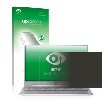 Vorderseite einer Produktverpackung mit dem Markenlogo upscreen. Daneben ist das Gerät MEDION Akoya S17403 mit dem zugehörigen