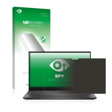 Vorderseite einer Produktverpackung mit dem Markenlogo upscreen. Daneben ist das Gerät Dell Inspiron 15 7506 mit dem zugehörig
