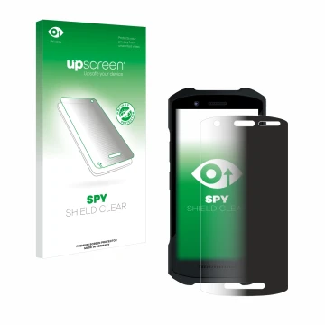 Vorderseite einer Produktverpackung mit dem Markenlogo upscreen. Daneben ist das Gerät Zebra TC26 mit dem zugehörigen Displays