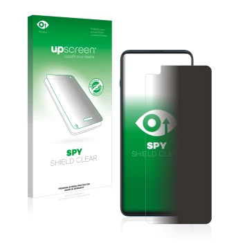 Vorderseite einer Produktverpackung mit dem Markenlogo upscreen. Daneben ist das Gerät Motorola G100 mit dem zugehörigen Displ