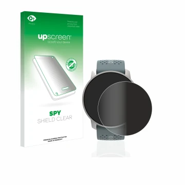 Vorderseite einer Produktverpackung mit dem Markenlogo upscreen. Daneben ist das Gerät Suunto 9 Peak mit dem zugehörigen Displ