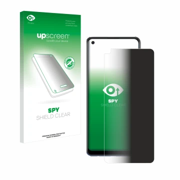Vorderseite einer Produktverpackung mit dem Markenlogo upscreen. Daneben ist das Gerät Oppo A74 5G mit dem zugehörigen Display