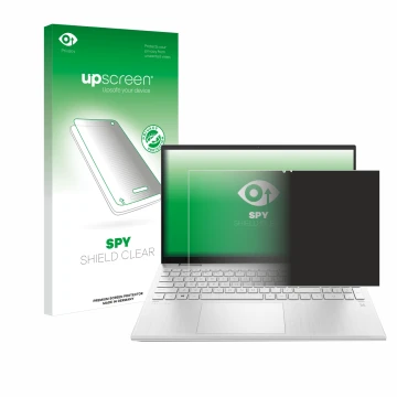 Vorderseite einer Produktverpackung mit dem Markenlogo upscreen. Daneben ist das Gerät HP Pavilion x360 (15-erX) mit dem zugeh
