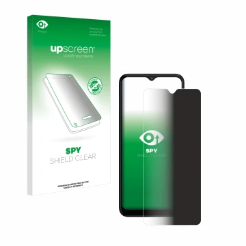 Vorderseite einer Produktverpackung mit dem Markenlogo upscreen. Daneben ist das Gerät Motorola Moto G20 mit dem zugehörigen D