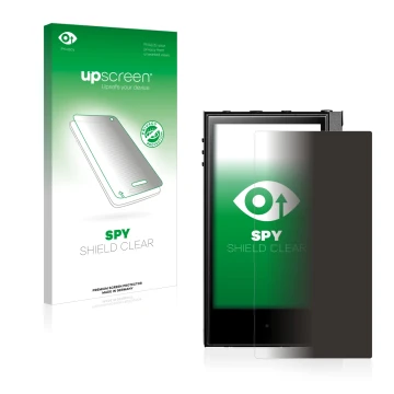 Vorderseite einer Produktverpackung mit dem Markenlogo upscreen. Daneben ist das Gerät Astell&Kern Kann Alpha mit dem zugehöri
