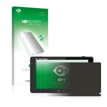 Vorderseite einer Produktverpackung mit dem Markenlogo upscreen. Daneben ist das Gerät Feelworld LUT6 6