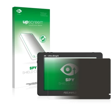 Vorderseite einer Produktverpackung mit dem Markenlogo upscreen. Daneben ist das Gerät Feelworld LUT7 7