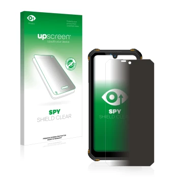 Vorderseite einer Produktverpackung mit dem Markenlogo upscreen. Daneben ist das Gerät Oukitel WP15 5G mit dem zugehörigen Dis