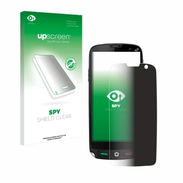 Vorderseite einer Produktverpackung mit dem Markenlogo upscreen. Daneben ist das Gerät Brondi Amico XS mit dem zugehörigen Dis