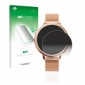 Vorderseite einer Produktverpackung mit dem Markenlogo upscreen. Daneben ist das Gerät Naixues Smartwatch CF80 1.08