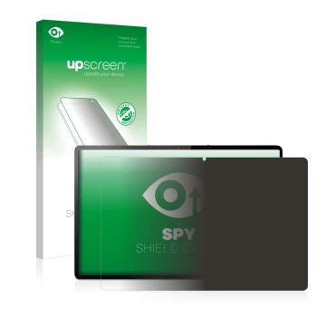 Vorderseite einer Produktverpackung mit dem Markenlogo upscreen. Daneben ist das Gerät Lenovo Tab P12 Pro mit dem zugehörigen 