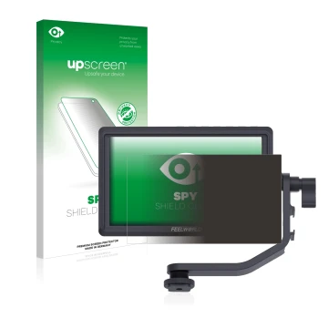 Vorderseite einer Produktverpackung mit dem Markenlogo upscreen. Daneben ist das Gerät Feelworld FW568 5.5
