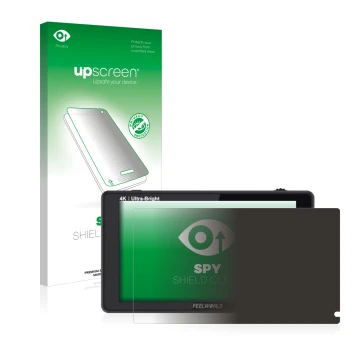 Vorderseite einer Produktverpackung mit dem Markenlogo upscreen. Daneben ist das Gerät Feelworld LUT6S 6