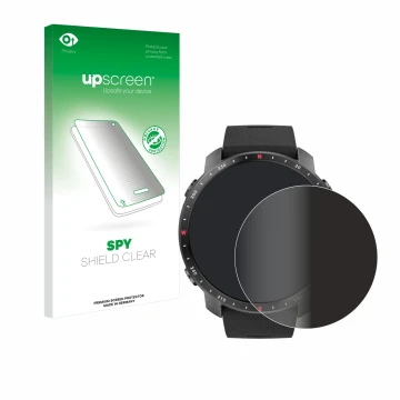 Vorderseite einer Produktverpackung mit dem Markenlogo upscreen. Daneben ist das Gerät Polar Grit X Pro mit dem zugehörigen Di