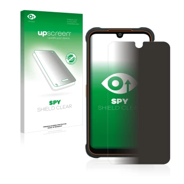 Vorderseite einer Produktverpackung mit dem Markenlogo upscreen. Daneben ist das Gerät AGM Glory Pro mit dem zugehörigen Displ
