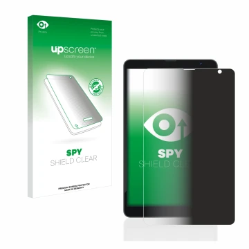 Vorderseite einer Produktverpackung mit dem Markenlogo upscreen. Daneben ist das Gerät Blackview Tab 6 mit dem zugehörigen Dis